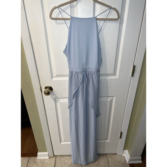 Tobi Maxi Dress Womens M Chiffon Formal Bridesmaid Light Blue Prom Side Slit New - Picture 10 of 10
